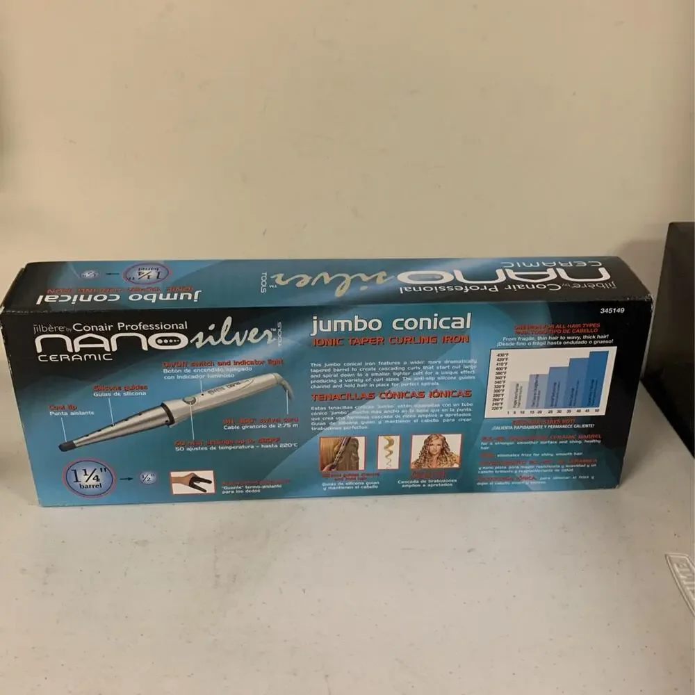 Conair Pro Nano Silver Ceramic Tools 1 1/4 - 1 1/2 Inch Jumbo Conical Ir…